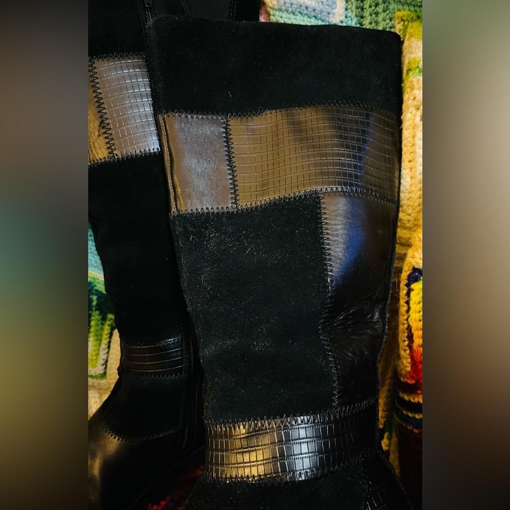 Leather/Suede Patchwork Boots - image 5
